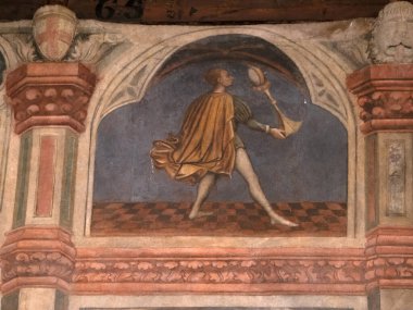 Padova Palazzo Della Ragione eski ortaçağ hukuk mahkemesi adalet salonu binası.