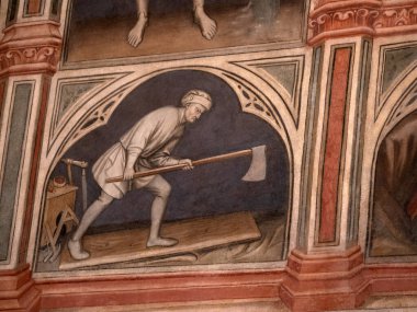 Padova Palazzo Della Ragione eski ortaçağ hukuk mahkemesi adalet salonu binası.