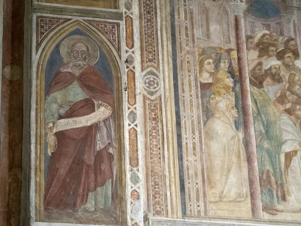 Eremitani Kirche Padua Italien Restaurierte Gemälde Nach Bombardierung — Stockfoto