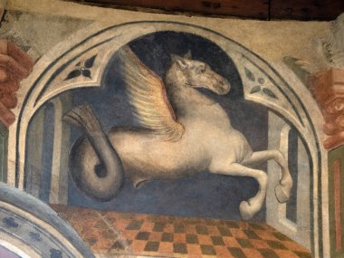 Padova Palazzo Della Ragione eski ortaçağ hukuk mahkemesi adalet salonu binası.