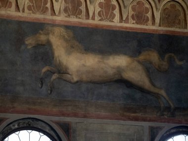 Padova Palazzo Della Ragione eski ortaçağ hukuk mahkemesi adalet salonu binası.