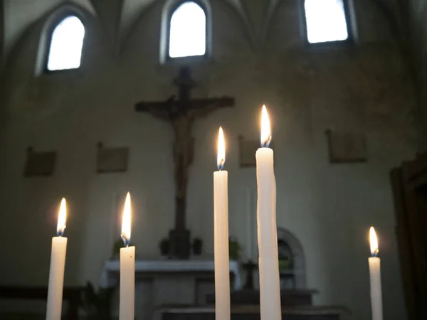 Sant Antonio Saint Antony Votive Candles Detail Church — Stock fotografie