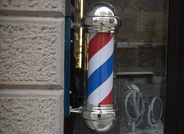 Barber Shop Sign Red White Blue Detail — Stock Photo, Image