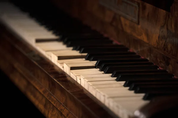 Vintage Old Piano Keyboard Detail Close — Stock fotografie