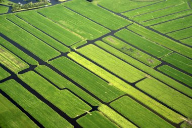 holland farmed fields aerial view panorama