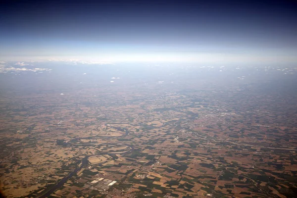 Vale Rio Paisagem Aérea Panorama Avião — Fotografia de Stock
