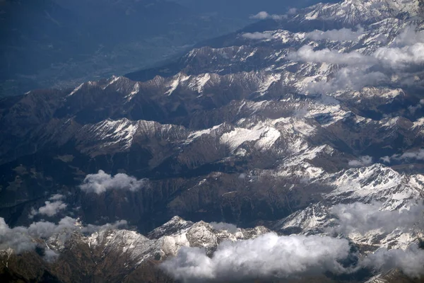 Alps Aerial View Panorama Landscape Airplane View — Fotografia de Stock