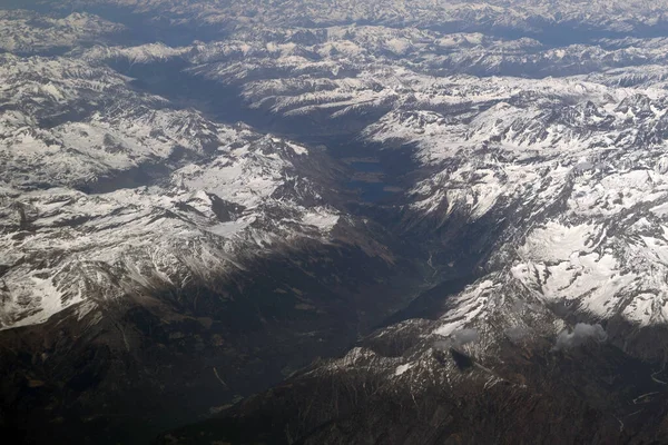 Alps Εναέρια Άποψη Πανόραμα Τοπίο Από Την Άποψη Του Αεροπλάνου — Φωτογραφία Αρχείου