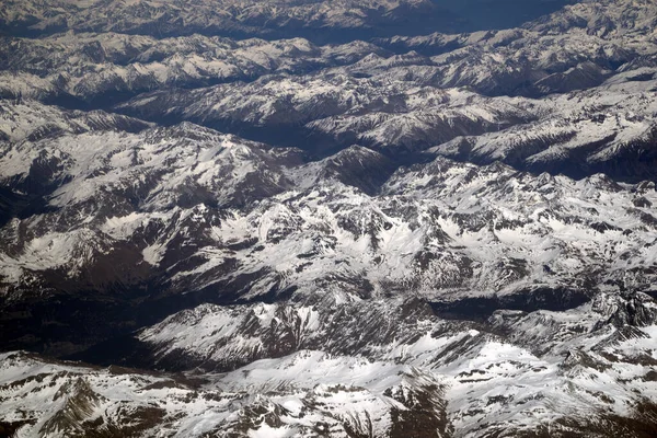 Alpen Luftaufnahme Panoramalandschaft Aus Flugzeugsicht — Stockfoto