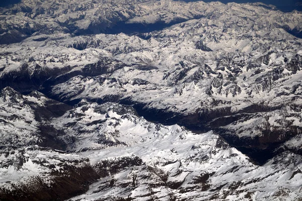 Alps Εναέρια Άποψη Πανόραμα Τοπίο Από Την Άποψη Του Αεροπλάνου — Φωτογραφία Αρχείου