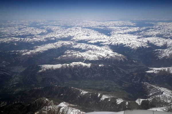 Alpes Vista Aérea Panorama Paisaje Desde Vista Avión — Foto de Stock