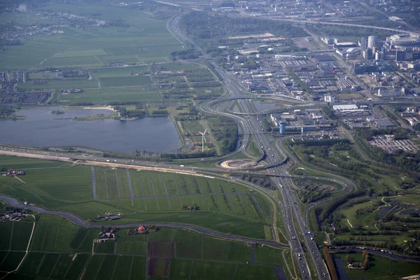 Holland Farmed Fields Aerial View Panorama — Stockfoto