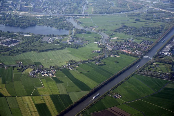 Holland Farmed Fields Aerial View Panorama — Stockfoto