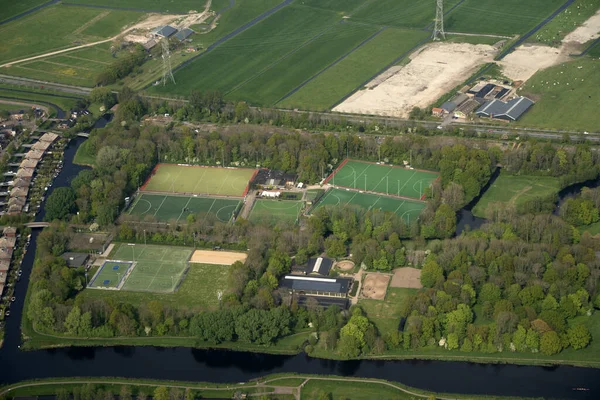 Many Soccer Fields Aerial View Panorama — Stockfoto
