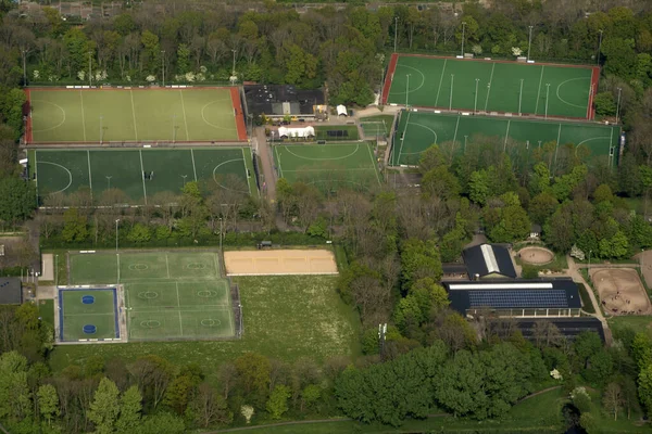 Many Soccer Fields Aerial View Panorama — Fotografia de Stock