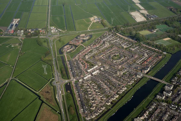 Amsetrdam Area Holland Middle Class Channels Houses Aerial View Panorama — Stock fotografie
