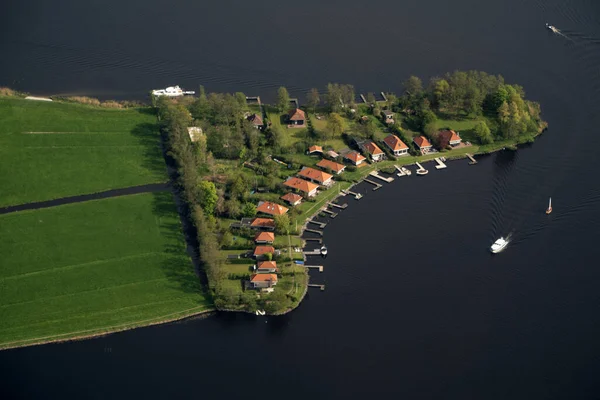 Amsetrdam Gebied Holland Middenklasse Kanalen Huizen Luchtfoto Panorama Vanuit Vliegtuig — Stockfoto