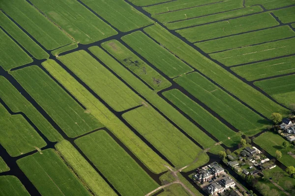 Holland Farmed Fields Aerial View Panorama — Stockfoto