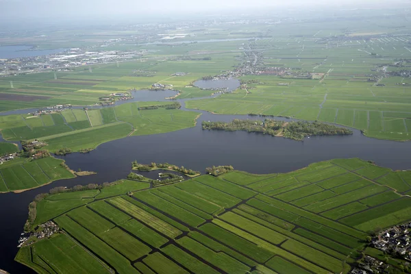 Holland Farmed Fields Aerial View Panorama — Stockfoto