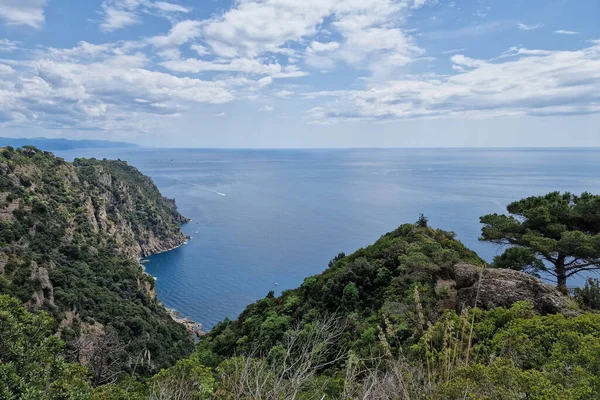 Portofino San Fruttuoso Coastal Trail Sea Panorama — Zdjęcie stockowe