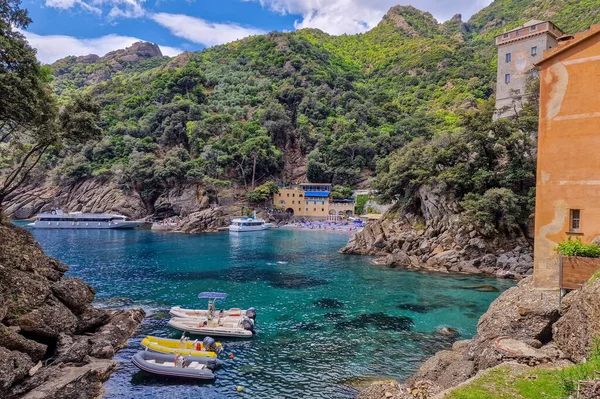 Portofino San Fruttuoso Kustpad Bij Het Zee Panorama — Stockfoto