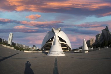 Valencia İspanya Ciutat de les Arts i les Ciencies Sanat ve Bilim Şehri Günbatımı