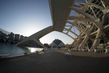 Valencia Spain Ciutat de les Arts i les Ciencies The City of Arts and Sciences sunset view