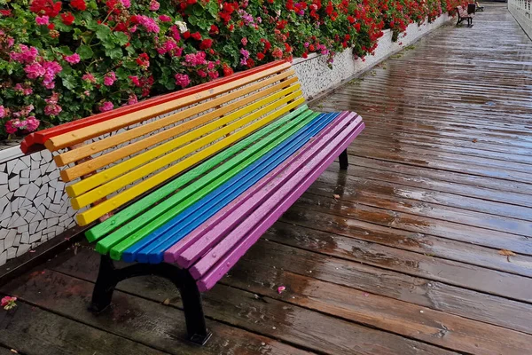 Bandeira Arco Íris Após Chuva Valência Espanha — Fotografia de Stock