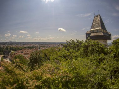 Saat kulesinden Graz Avusturya hava manzarası