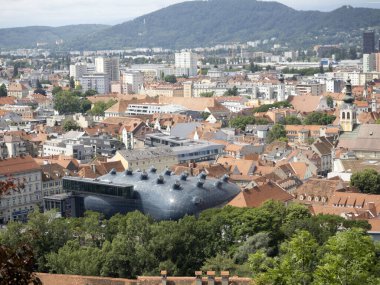 Saat kulesinden Graz Avusturya hava manzarası