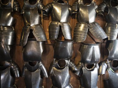 Birçok ortaçağ demir metal zırhı ayrıntıları