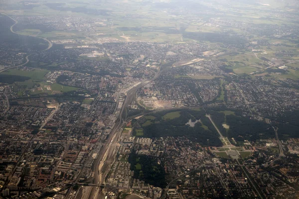 München Baijeri Saksa Alue Antenni Maisema Lentokone Panoraama — kuvapankkivalokuva