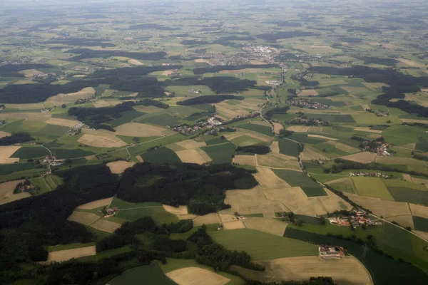 从飞机全景看德国蒙琴农场地区的空中景观 — 图库照片