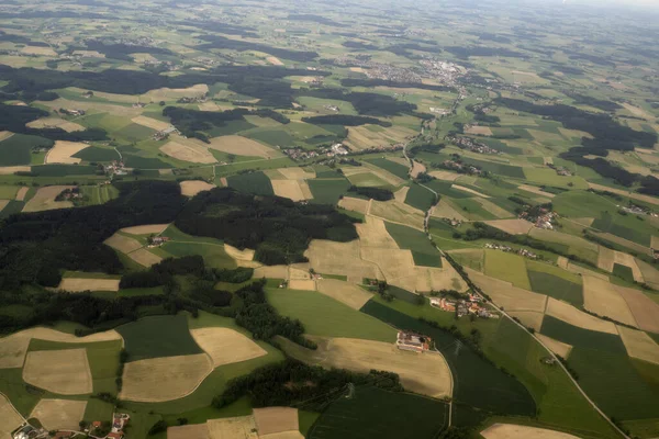 从飞机全景看德国蒙琴农场地区的空中景观 — 图库照片