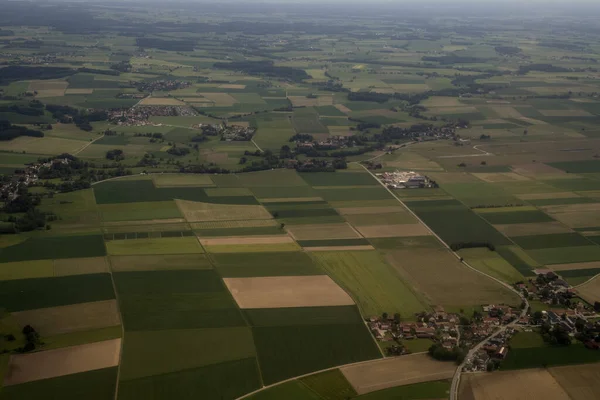Odlade Fält Munchen Bavaria Tyskland Område Antenn Landskap Från Flygplan — Stockfoto