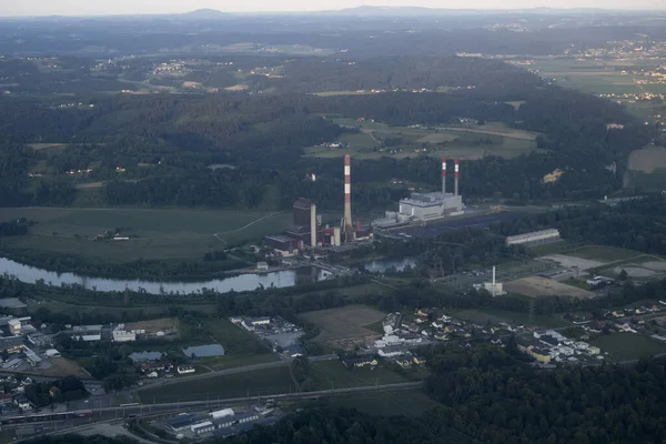 Electric Plant Austria Aerial View Airplane — Stock Photo, Image