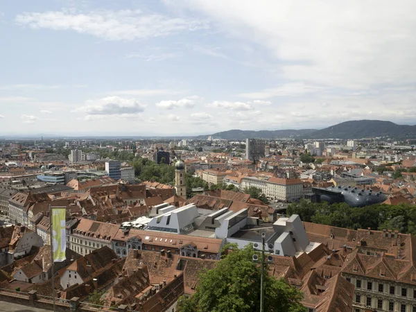 Graz Áustria Vista Aérea Torre Relógio — Fotografia de Stock