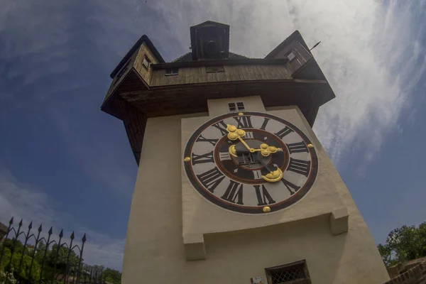 Graz Áustria Relógio Histórico Torre Vista — Fotografia de Stock