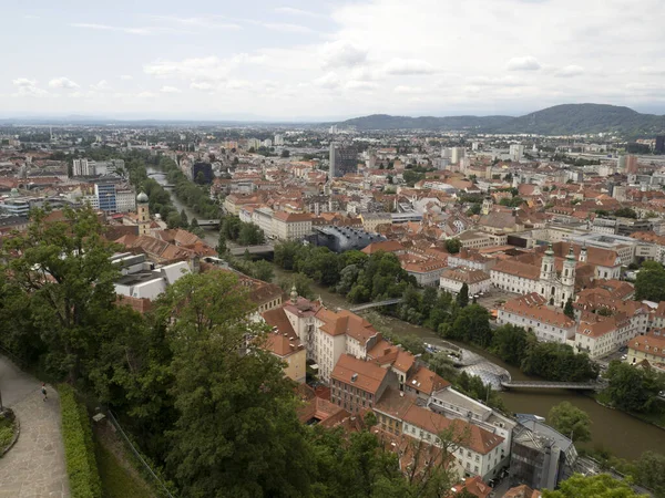 Saat Kulesinden Graz Avusturya Hava Manzarası — Stok fotoğraf