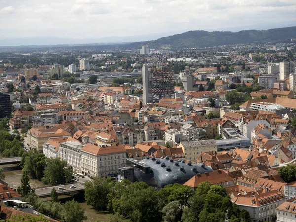 Graz Österrike Antenn Panorama Från Klocktornet Utsikt — Stockfoto
