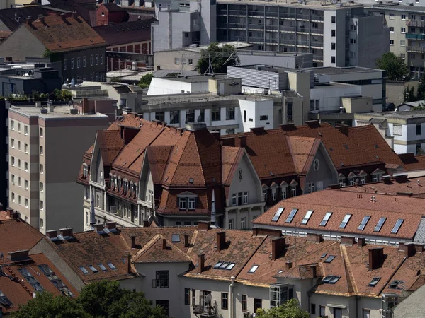 Graz Áustria Telhas Detalhes Azulejos Vista Paisagem Urbana — Fotografia de Stock