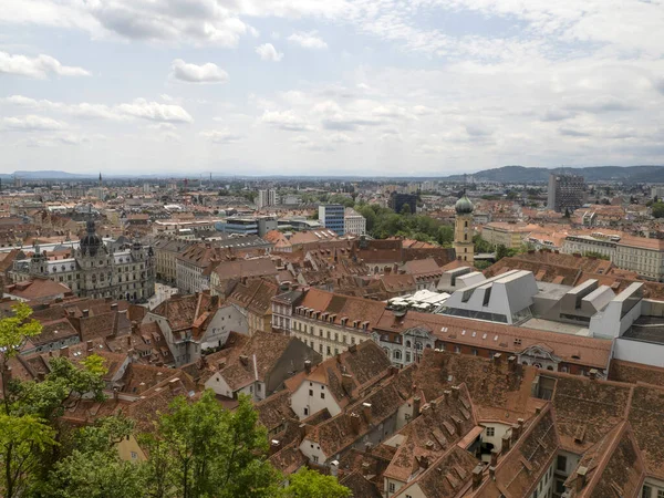 Graz Áustria Vista Aérea Torre Relógio — Fotografia de Stock