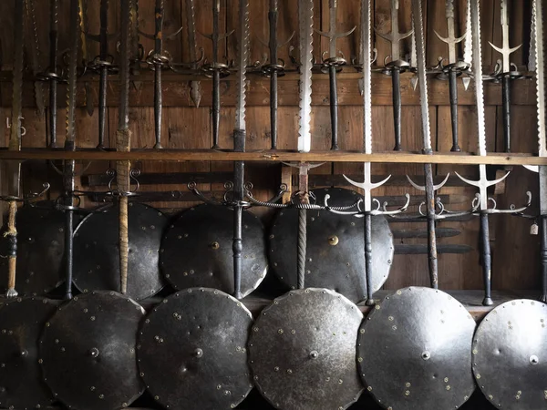 Many Medieval Iron Metal Armors Detail — Stock Photo, Image