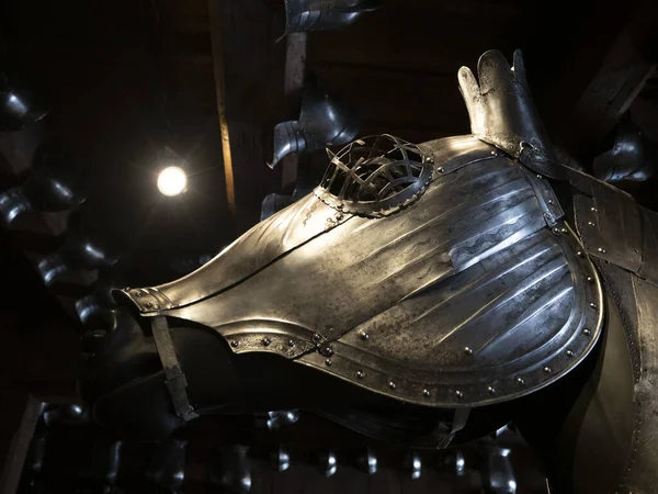 Molti Dettagli Armature Metalliche Medievali Ferro — Foto Stock