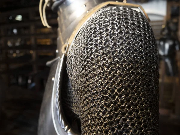 Viele Mittelalterliche Ketteneisen Metallrüstungen Detail — Stockfoto