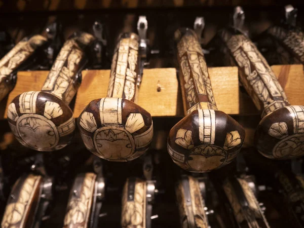 Many Medieval Iron Wood Pistols Guns Detail — Stock Photo, Image