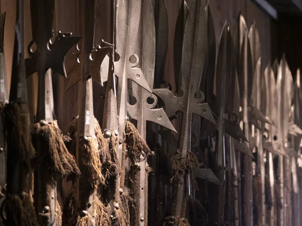 Many Medieval Iron Metal Spears Detail — Stock Photo, Image