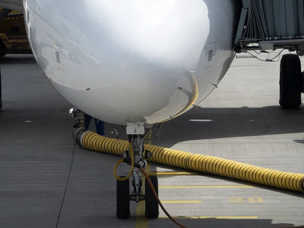 Avião Portão Preparando Para Decolar Detalhe — Fotografia de Stock