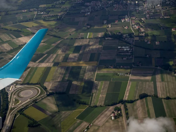 Farmed Fields Munchen Bavaria Germany Area Aerial Landscape Airplane Panorama — Stock Photo, Image