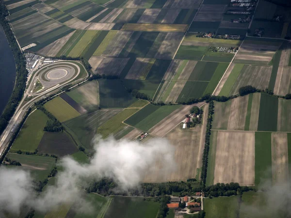 Odlade Fält Munchen Bavaria Tyskland Område Antenn Landskap Från Flygplan — Stockfoto